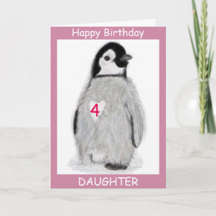 PENGUIN AGE HEART CARD-födelsedag etc. Anpassa Kort
