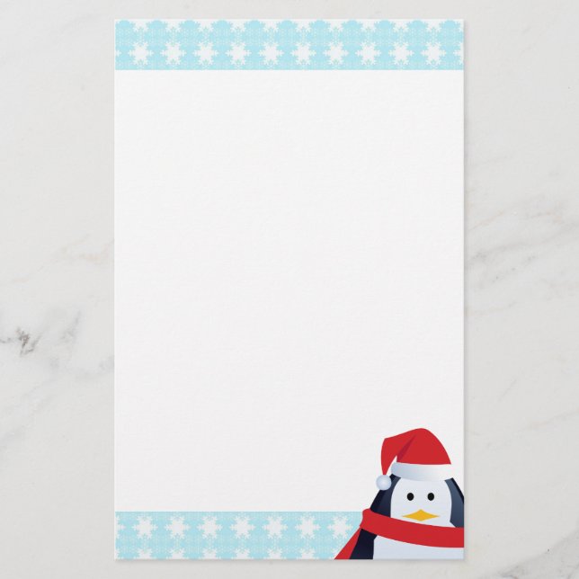 Penguin and Snowflakes Brevpapper (Framsida)