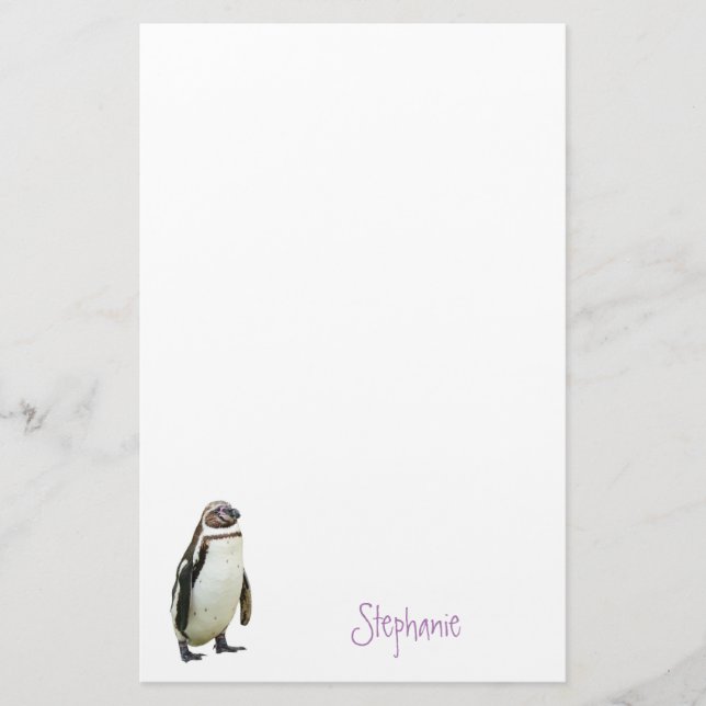 Penguin Animal Personlig Namn Stationery Brevpapper (Framsida)