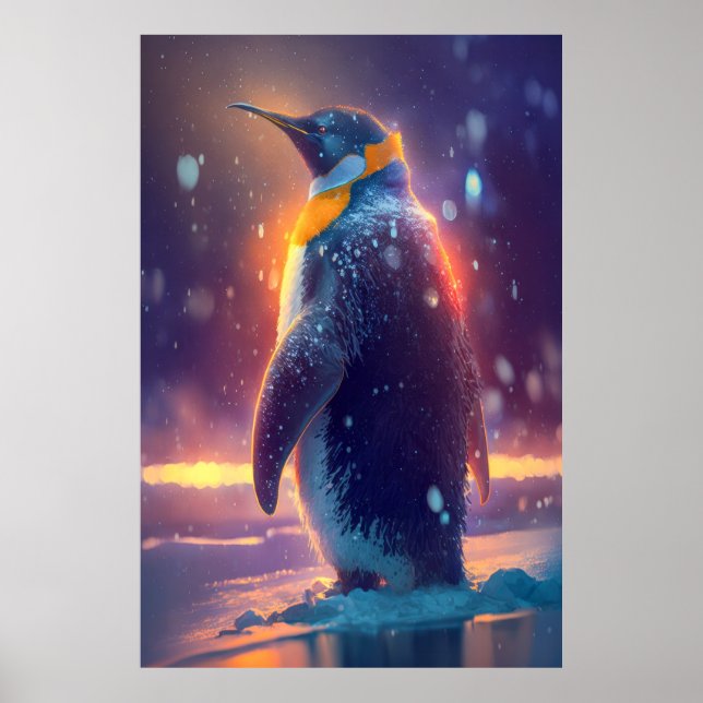 Penguin Animal Porträtt Painting Wildlife utomhus Poster (Framsidan)