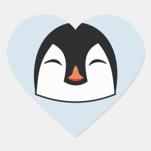 Penguin Ansikte Hjärtformat Klistermärke