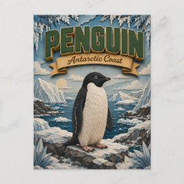 Penguin Antarctic Coast POPCUT Vykort