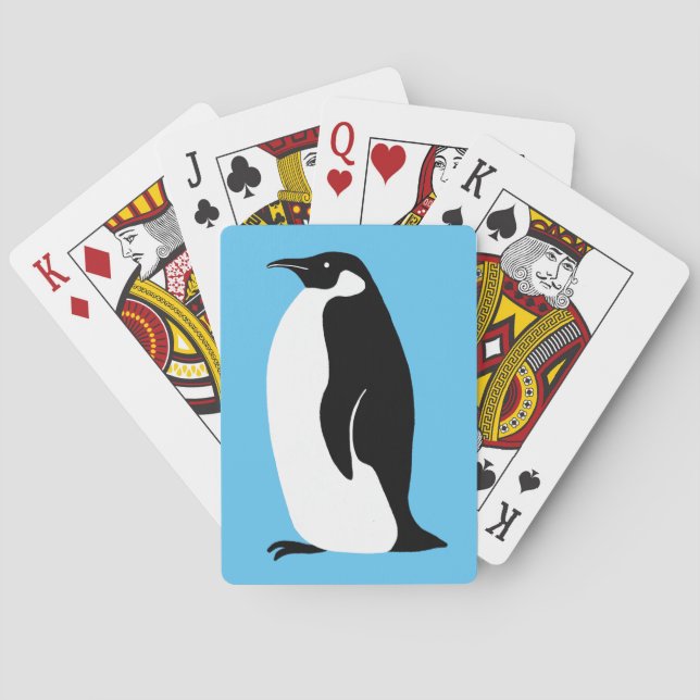 Penguin Aqua Black White Casinokort (Baksidan)