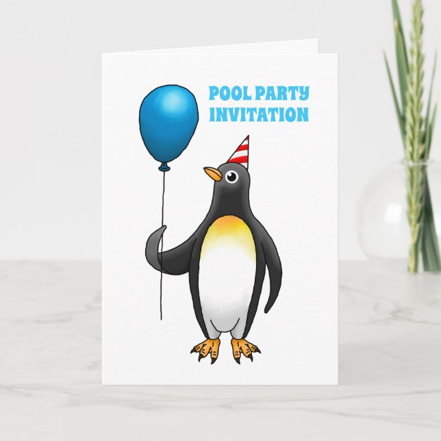 Penguin är redo till party inbjudan (Framsida)