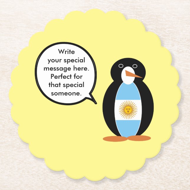 Penguin Argentine Flagga Talks Underlägg Papper (Framsida)