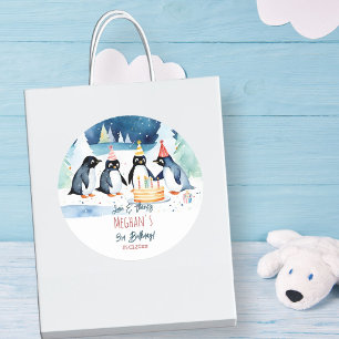 Penguin arktisk vinterfödelsedag tack för att du v runt klistermärke