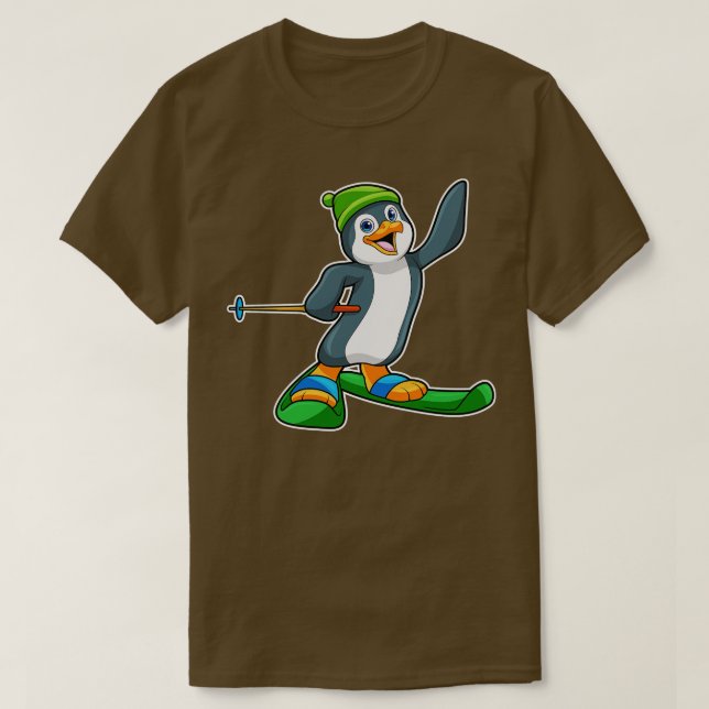 Penguin as Skier med Ski Cap T Shirt (Design framsida)