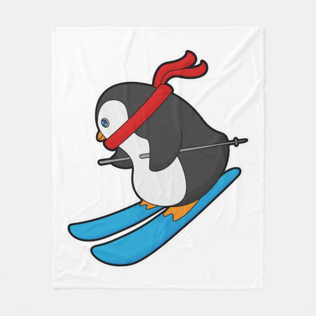 Penguin as Skier med Ski Fleecefilt (Framsidan)