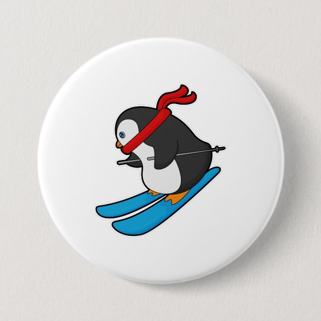 Penguin as Skier med Ski Knapp (Framsida)