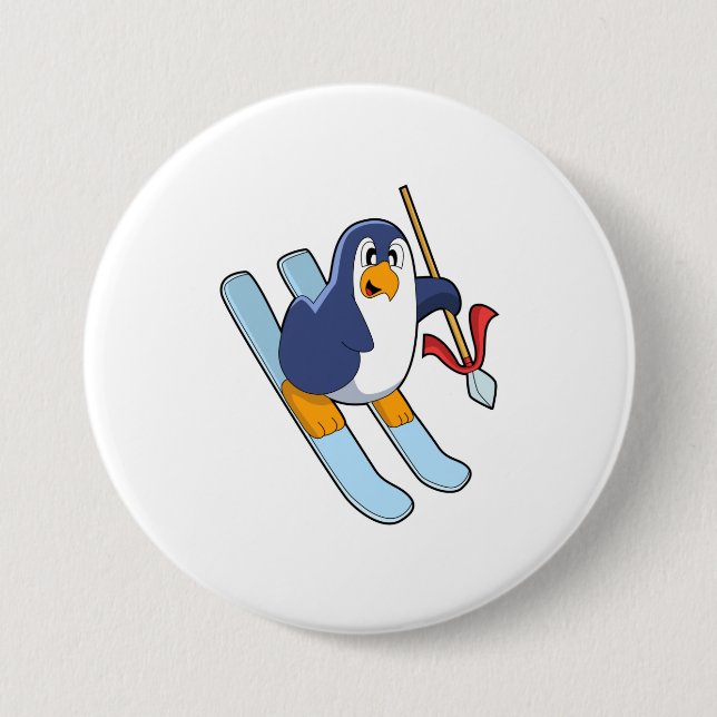 Penguin as Skier med Ski Knapp (Framsida)