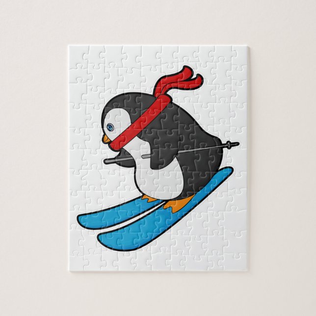 Penguin as Skier med Ski Pussel (Vertikal)