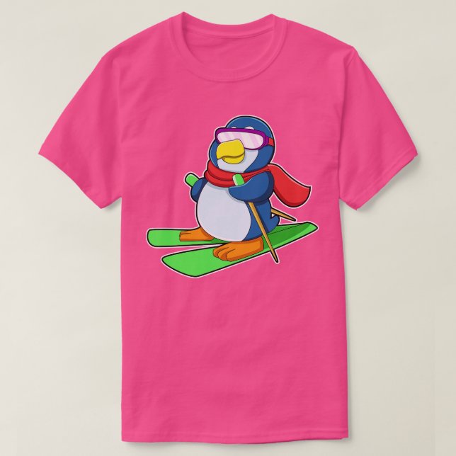 Penguin as Skier med Ski Scarf Sunglass T Shirt (Design framsida)