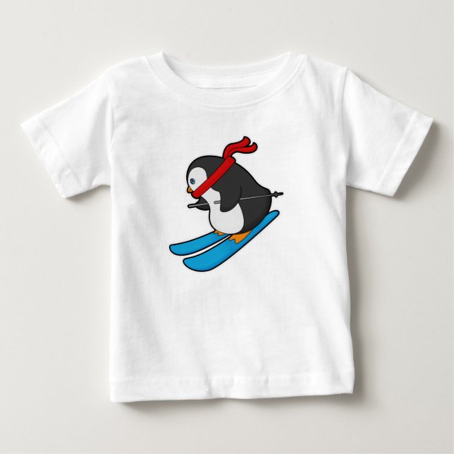 Penguin as Skier med Ski T Shirt (Framsida)
