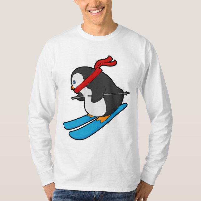 Penguin as Skier med Ski T Shirt (Framsida)
