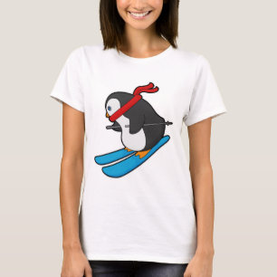 Penguin as Skier med Ski T Shirt