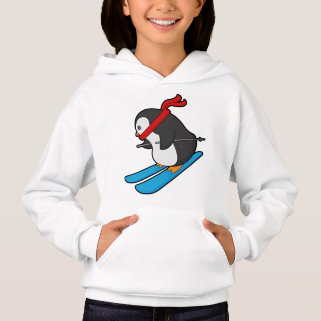 Penguin as Skier med Ski T Shirt (Framsida)