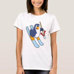 Penguin as Skier med Ski T Shirt