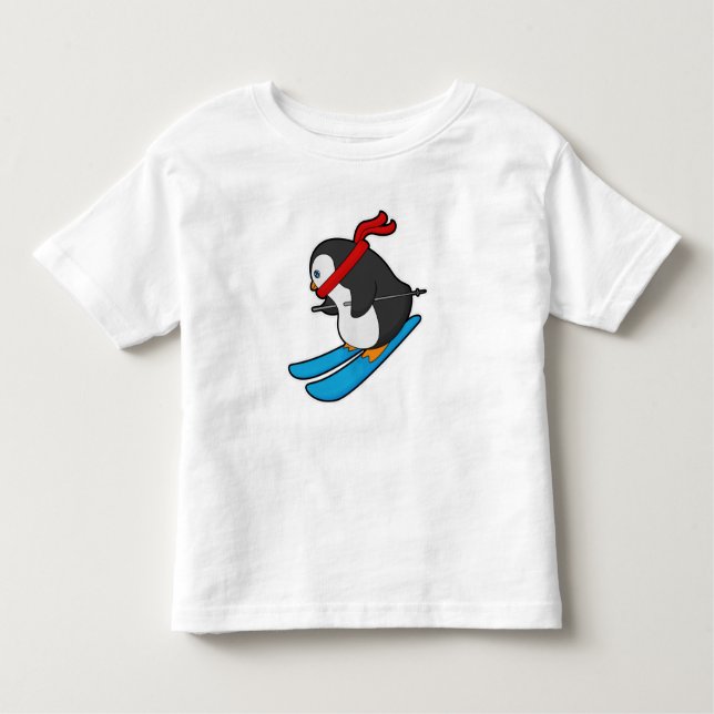 Penguin as Skier med Ski T Shirt (Framsida)