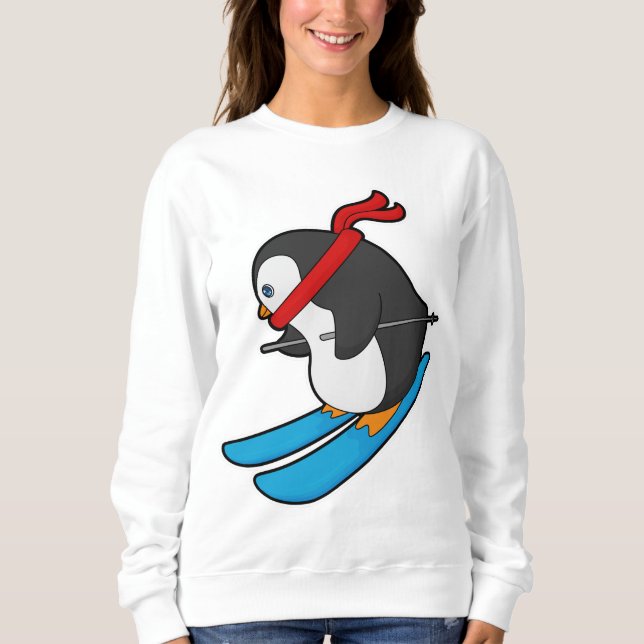 Penguin as Skier med Ski T Shirt (Framsida)