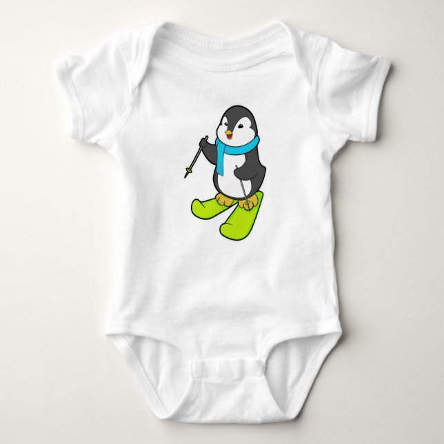 Penguin as Skier med Ski T Shirt (Framsida)