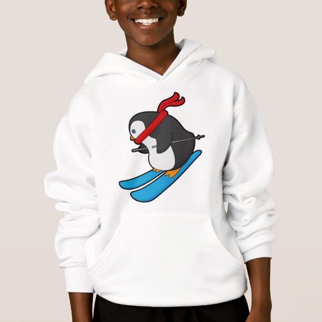 Penguin as Skier med Ski T Shirt (Framsida)