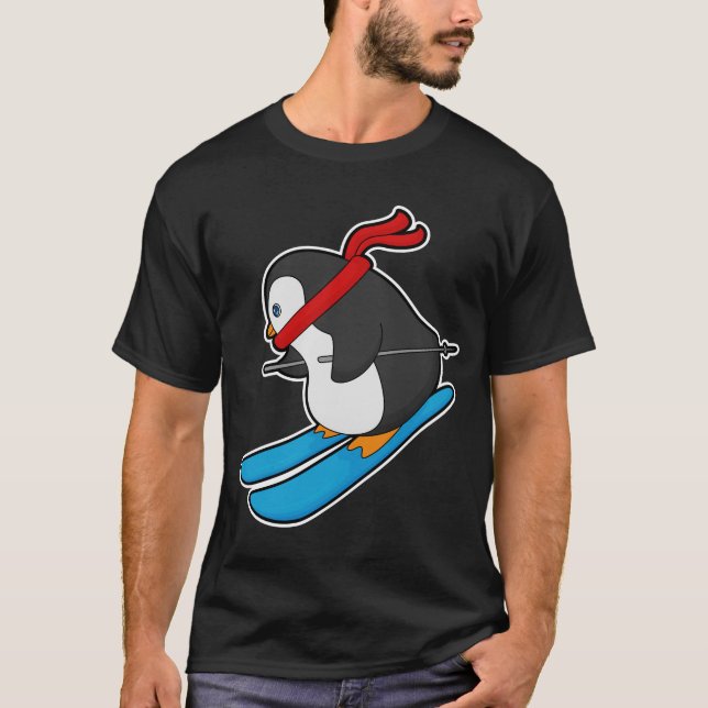 Penguin as Skier med Ski T Shirt (Framsida)