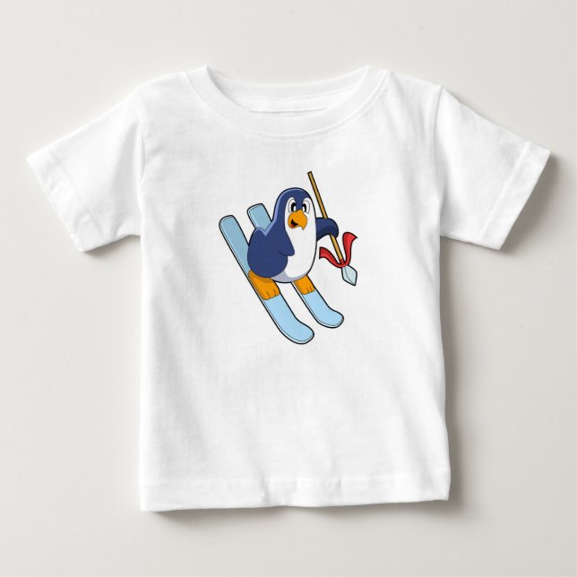 Penguin as Skier med Ski T Shirt (Framsida)