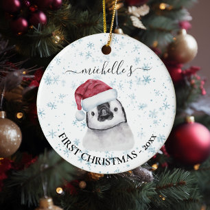 Penguin Baby Första jul, Monogram Namn Julgransprydnad Keramik