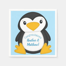 Penguin Baby Shower Blue Pappersservett