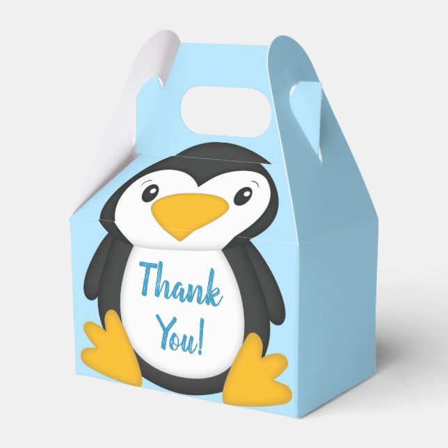 Penguin Baby Shower Blue Presentaskar (Framsidan Sidan)