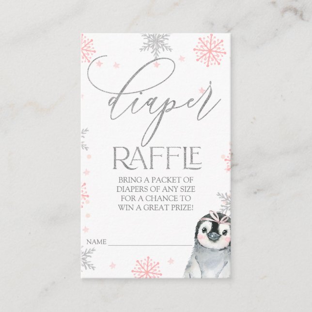 Penguin Baby Shower Diaper Raffle biljett Infoga (Framsida)
