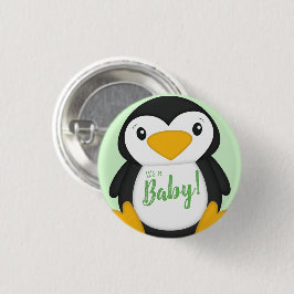 Penguin Baby Shower-Grönt Knapp