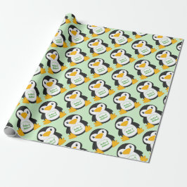 Penguin Baby Shower-Grönt Presentpapper