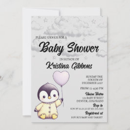 Penguin Baby Shower Inbjudningar