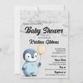 Penguin Baby Shower Inbjudningar