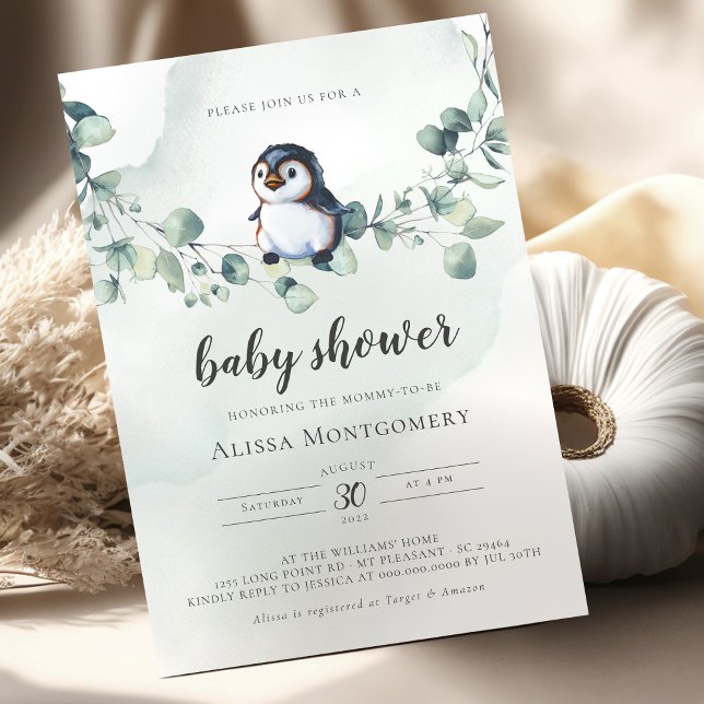 Penguin Baby Shower Inbjudningar (Skapare uppladdad)