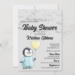 Penguin Baby Shower Inbjudningar