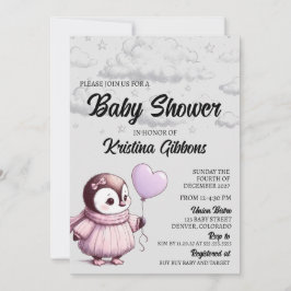 Penguin Baby Shower Inbjudningar