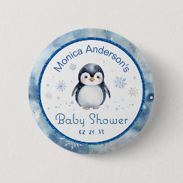 Penguin Baby Shower-knapp - vintertema Knapp