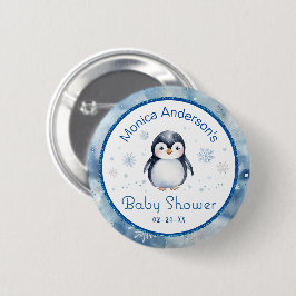 Penguin Baby Shower-knapp - vintertema Knapp