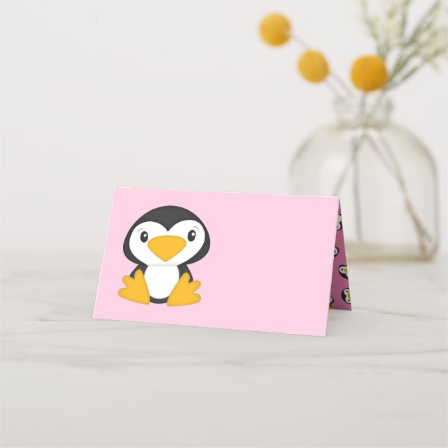 Penguin Baby Shower Placeringskort (Framsida)