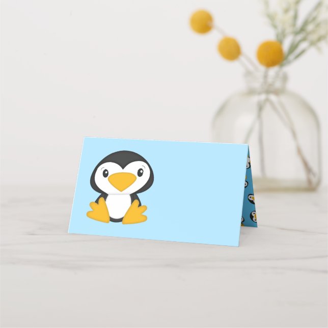 Penguin Baby Shower Placeringskort (Framsida)
