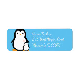 Penguin Baby Shower Returadress Etikett