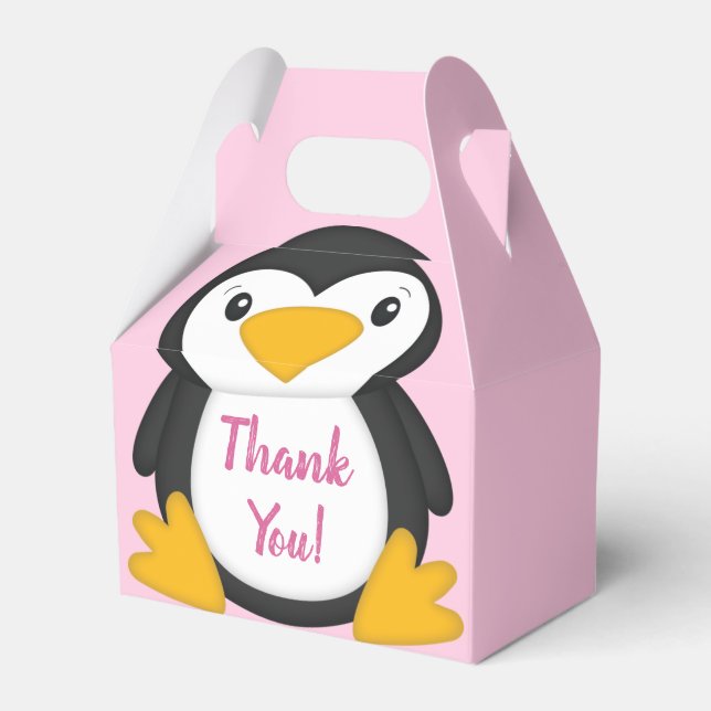 Penguin Baby Shower Rosa Girl Presentaskar (Framsidan Sidan)