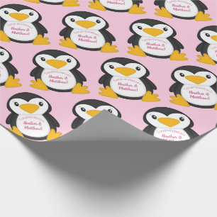Penguin Baby Shower Rosa Presentpapper