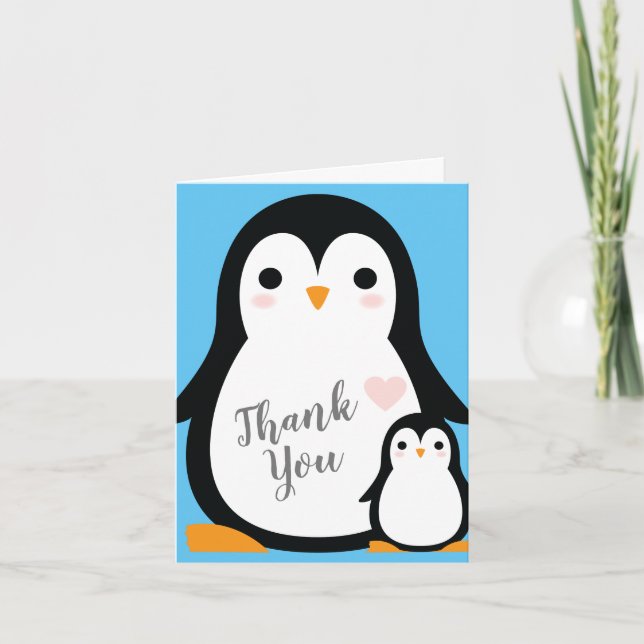 Penguin Baby Shower Tack Kort (Framsida)