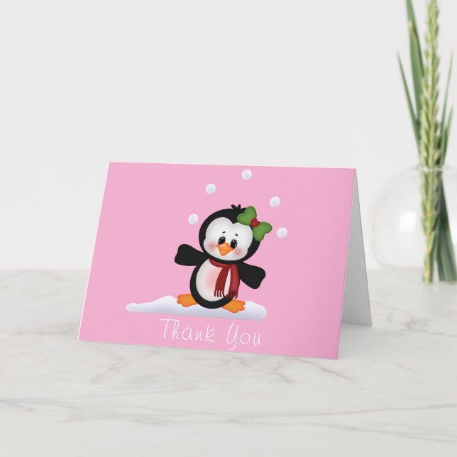 Penguin Baby Shower Tackkort (Framsida)