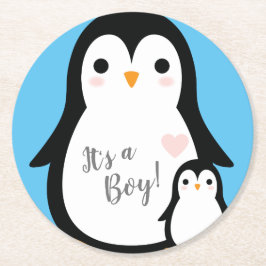 Penguin Baby Shower Underlägg Papper Rund
