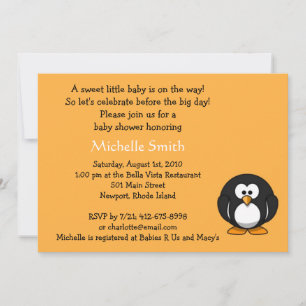penguin, babydusch inbjudningar