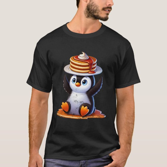 Penguin Balancing Pancakes T Shirt (Framsida)